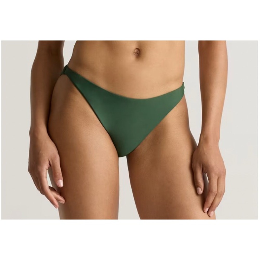 NEW Quince Italian Low-Rise Bikini Swim Bottom Forest Green Size Large Beach
